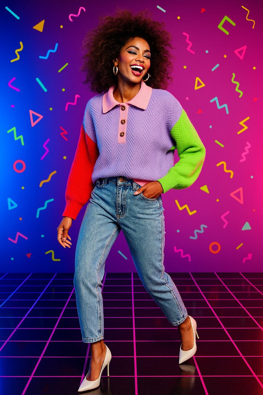 Bibi Colorblock Collared Sweater – XL